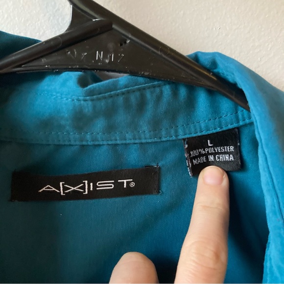 Turquoise Blue Short Sleeve Dress Shirt - Picture 4 of 5